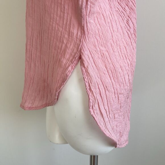 Zara Pink Coquette Button Down Shirt Twisted Cut Out Back Oversized Size Medium - Picture 8 of 12